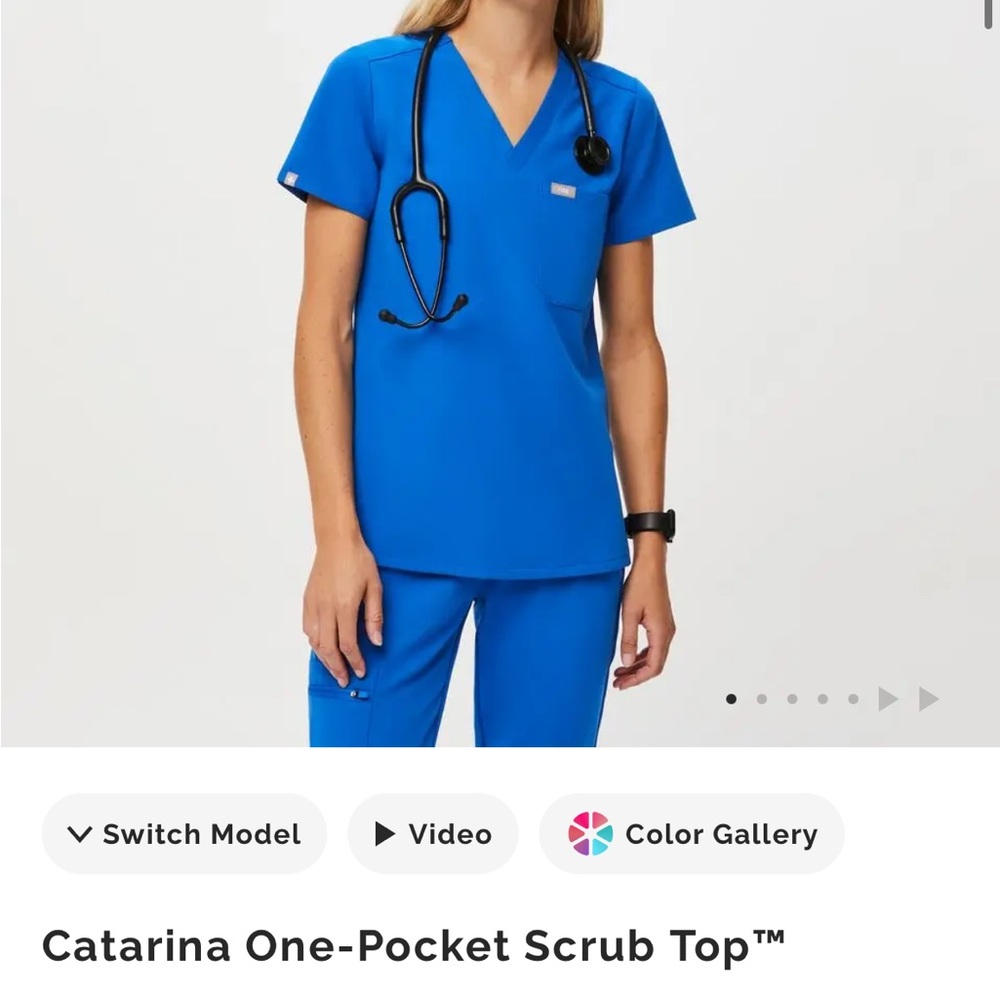 Figs Blue Catarina One-Pocket Scrub Top